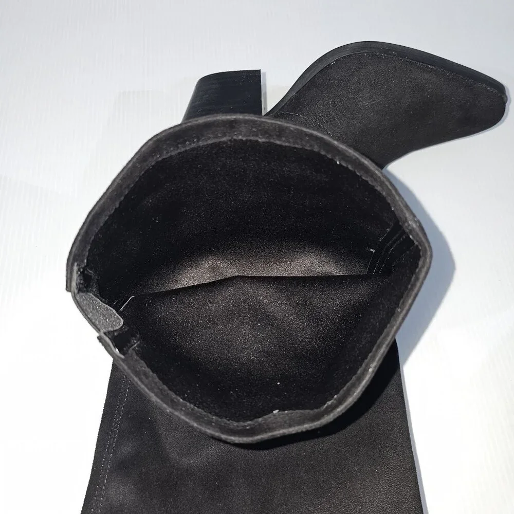 Marc Fisher Cathi Over The Knee Boot Women 7.5 Black Pointed Toe Tall Block Heel